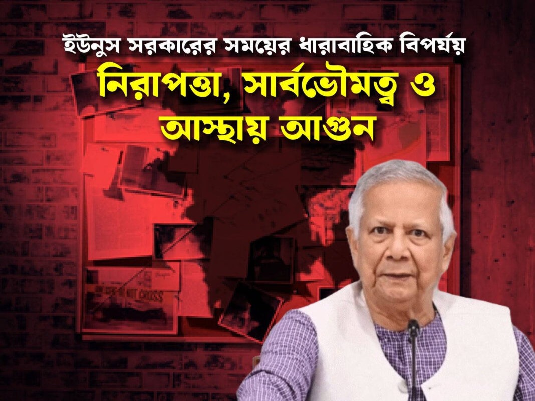 ইউনুস সরকারের সময়ের ধারাবাহিক বিপর্যয়, নিরাপত্তা, সার্বভৌমত্ব ও আস্থায় আগুন